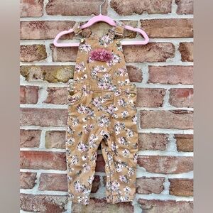Little Lass Brown Tan Floral Overalls